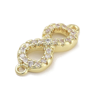 Brass Pave Clear Cubic Zirconia Infinity Connector Charms KK-M293-46G-1