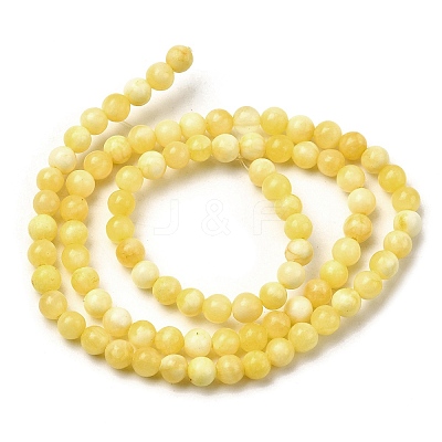 Natural Yellow Jade Beadd Strands X-G-A274-A01-4mm-1