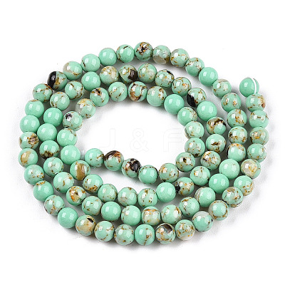 Assembled Synthetic Turquoise and Shell Beads Strands G-S212-4mm-04-1