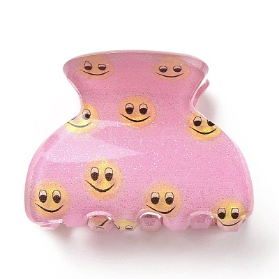 Smiling Face Pattern Acrylic Claw Hair Clips PHAR-G004-05-1