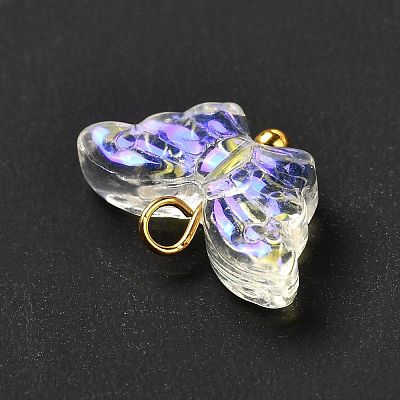 Electroplate Transparent Glass Pendants PALLOY-JF00903-1