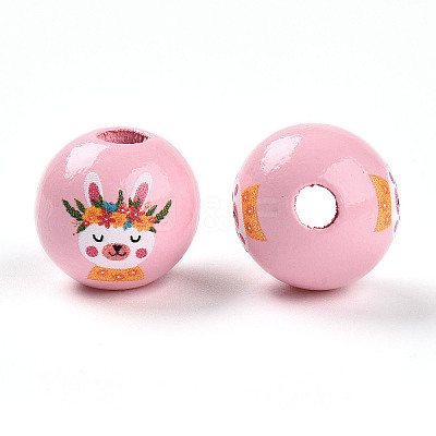 Easter Theme Printed Wood Beads WOOD-T032-22T-1