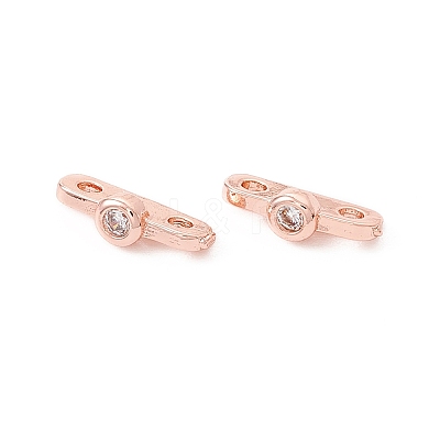 Rack Plating Brass Pave Clear Cubic Zirconia Connector Charms LS-KK-G433-04RG-1