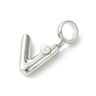 Rack Plating Brass with ABS Plastic Pearl European Dangle Charms KK-G501-02V-P-1