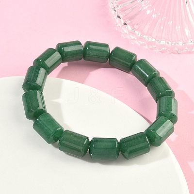 Column Natural Green Aventurine Beads Stretch Bracelets for Women Men BJEW-A148-01A-16-1