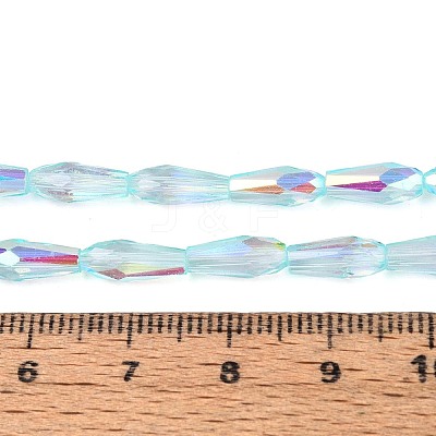 AB Color Plated Transparent Glass Teardrop Beads Strands EGLA-T029-08C-1