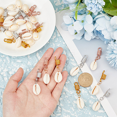 Cowrie Shell Braiding Hair Pendants Decoration OHAR-AB00017-1