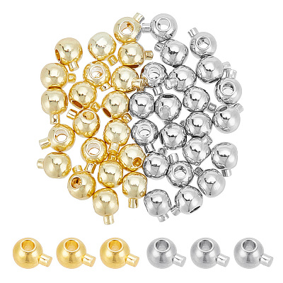 40Pcs 2 Colors Brass Crimp Beads KK-AR0003-14-1