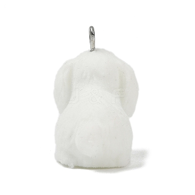 Animal Theme Flocky Opaque Resin Pendants RESI-H042-01P-07-1