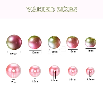 497Pcs 5 Style Rainbow ABS Plastic Imitation Pearl Beads OACR-YW0001-09C-1