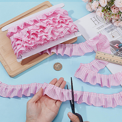 10 Yards Polyester Ruffled Pleated Tartan Lace Ribbon OCOR-PH0005-22B-1