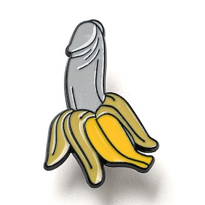 Banana Alloy Enamel Pin Broochs AJEW-Z023-11EB-1