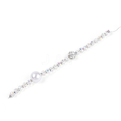 Acrylic & Glass & ABS Plastic Pearl & Alloy & Polymer Clay Pave Rhinestone Beads Strands MAK-T011-08B-1
