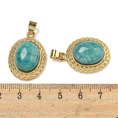 Natural Amazonite Oval Pendants G-B079-02G-04-1
