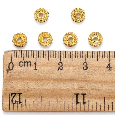Brass Grade A Crystal Rhinestone Spacer Beads RB-A006-6MM-G-1