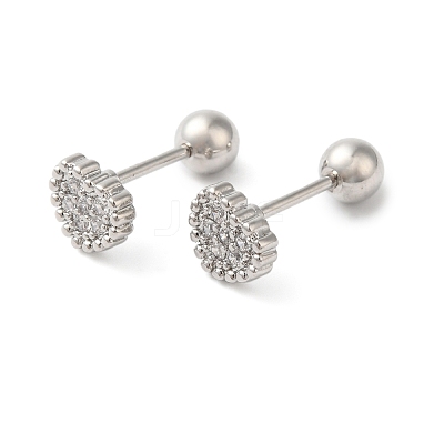 Heart Bow Brass Micro Pave Clear Cubic Zirconia Cartilage Earrings EJEW-L289-03P-05-1