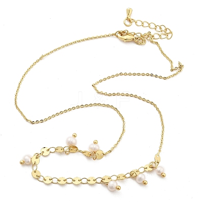 Brass Rolo & Flat Sequin Chains Necklaces for Women NJEW-D302-56-1