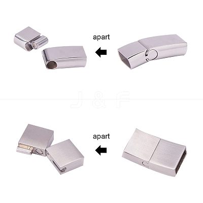 304 Stainless Steel Matte Magnetic Bracelet Clasps STAS-PH0018-11-WH-1