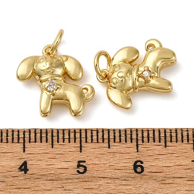 Brass Micro Pave Cubic Zirconia Charms KK-P308-57G-1