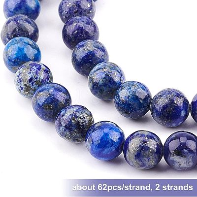 2 Strand Natural Lapis Lazuli Round Bead Strands G-OC0002-28-1
