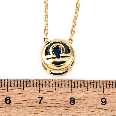 Brass Pave Cubic Zirconia Birth Stone Constellation Pendant Cable Chain Necklaces LS-NJEW-D334-01G-10-1