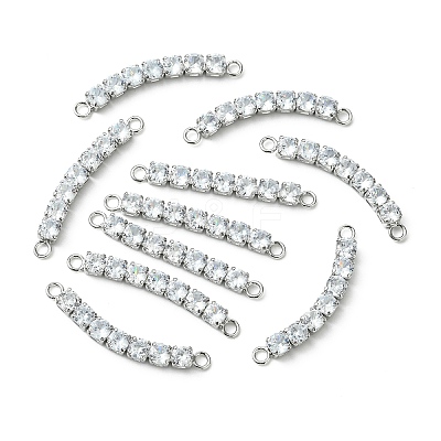 SHEGRACE Brass Pave Clear Cubic Zirconia Connector Charms XGRQ3P964-643P-1