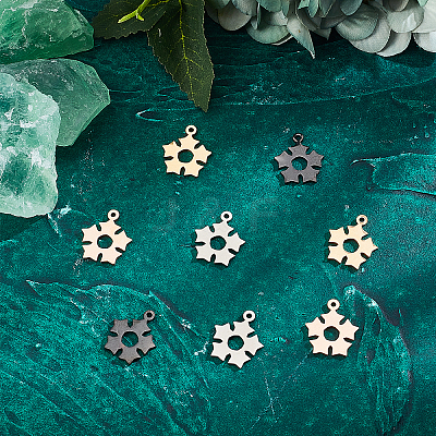 16Pcs 4 Colors 201 Stainless Steel Pendants STAS-UN0030-78-1