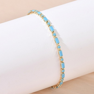 Synthetic Turquoise Tennis Bracelets KK-CBA964F-01G-03-1