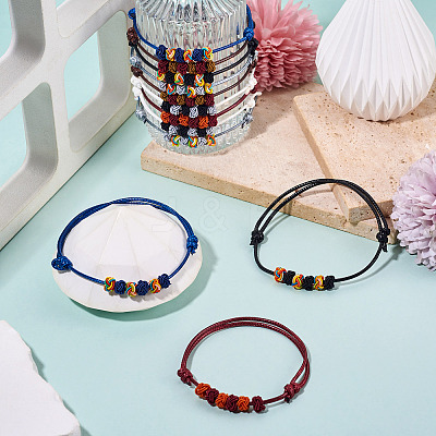 12Pcs 6 Colors Polyester Cord Braided Bracelets Women BJEW-TA0001-23-1