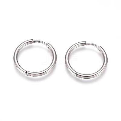 Tarnish Resistant 304 Stainless Steel Huggie Hoop Earrings EJEW-G272-02-16mm-P-1