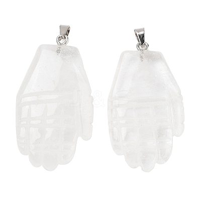 Natural Quartz Crystal Carved Pendants G-K369-01P-12-1