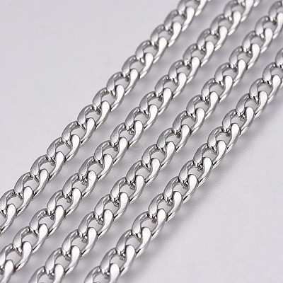 Tarnish Resistant 304 Stainless Steel Curb Chains CHS-G005-B-03P-1