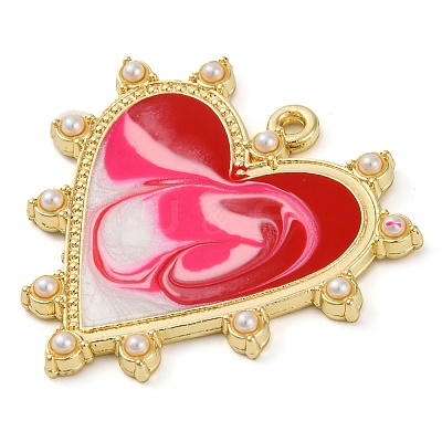 Smudge Pattern Alloy Pendants With ABS Imitation Pearls PALLOY-S034-03KCG-B-1