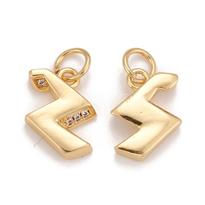 Rack Plating Eco-friendly Brass Micro Pave Clear Cubic Zirconia Charms KK-D072-01G-Z-NR-1