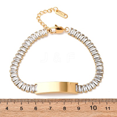 304 Stainless Steel Glass Link Chain Bracelets BJEW-G753-03G-01-1