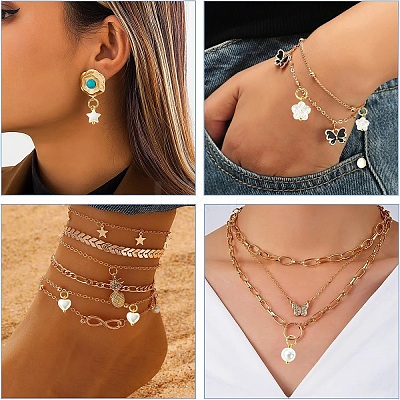 40Pcs 4 Styles Plastic Imitation Pearl Pendants PALLOY-YW00192-1