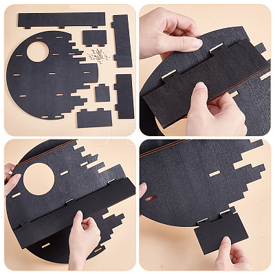 5-Tier Multipurpose Crescent Moon Wood Wall Mounted Minifigures Organizer Display Shelf ODIS-WH0038-169-1