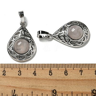Natural Rose Quartz Pendants G-Q158-05P-19-1