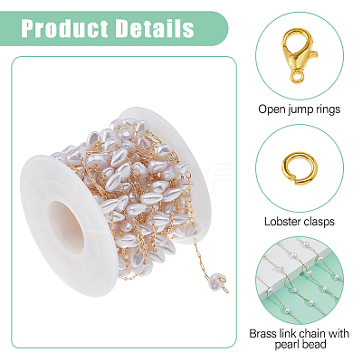 DIY Brass ABS Imitation Pearl Bead Handmade Chains Necklaces Making Kits DIY-HS0001-65A-1