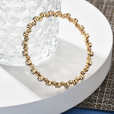 Brass Micro Pave Cubic Zirconia Cuff Bangles for Women BJEW-F482-13G-1
