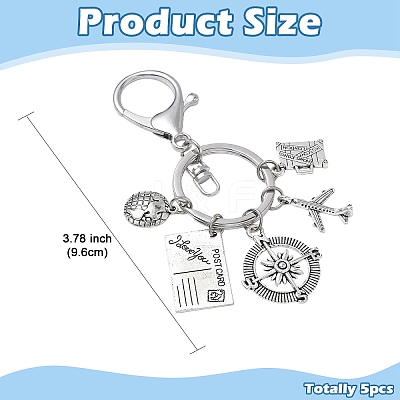 5Pcs Travel Alloy Keychain KEYC-YW00244-1