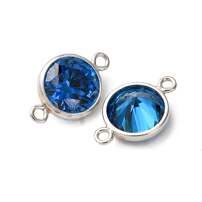 925 Streling Silver Pave Cubic Zirconia Birthstone Connector Charms STER-NH0001-80P-07-1