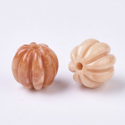 Synthetic Coral Corrugated Melon Beads CORA-R017-27-B08-1