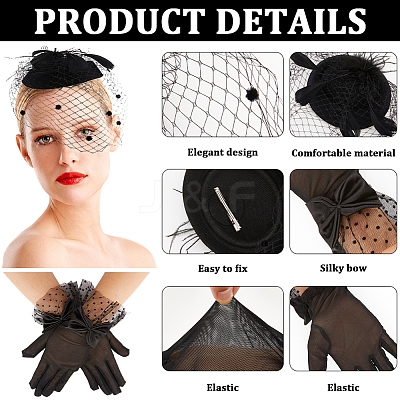 1 Pair Polyester Gauze Gloves AJEW-CY0001-35-1