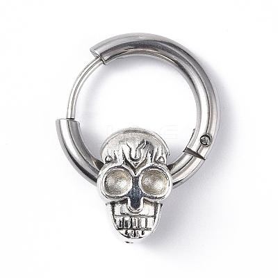304 Stainless Steel Hoop Earrings Finding STAS-B030-01-1