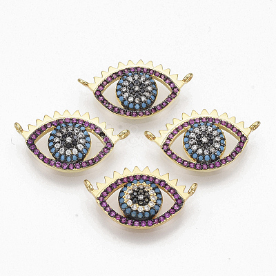 Brass Micro Pave Cubic Zirconia Links connectors ZIRC-T012-73G-1