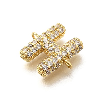 Brass Micro Pave Cubic Zirconia Letter Links KK-I717-04H-1