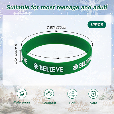 12Pcs Christmas Themed Silicon Cord Bracelets BJEW-CN0001-07-1