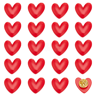 20Pcs Resin Heart Badge for Backpack Clothes HEAR-PH0001-02B-1