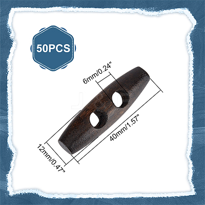 50Pcs 2-Hole Wood Buttons BUTT-UN0001-28A-01-1